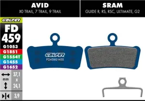Brzdové doštičky GALFER FD459 AVID/SRAM/TRICKSTUFF ROAD