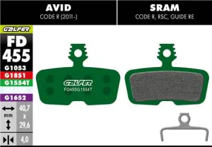 Brzdové doštičky GALFER FD455 AVID, SRAM PRO