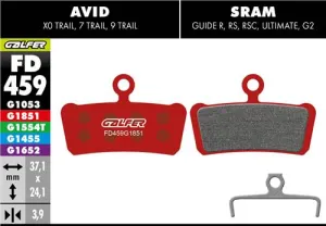 Brzdové doštičky GALFER FD459 AVID/SRAM/TRICKSTUFF ADVANCED