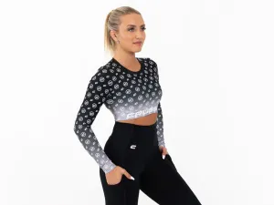 Dámsky crop top s dlhým rukávom CRUSSIS OMBRE