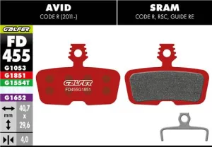 Brzdové doštičky GALFER FD455 AVID, SRAM ADVANCED